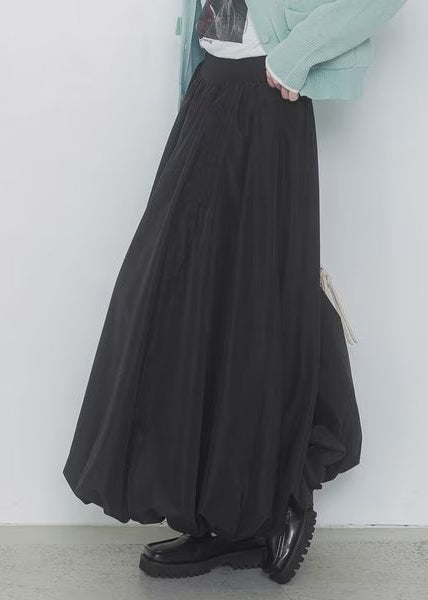 Handmade Black Cinched Cotton Lantern Skirts Summer