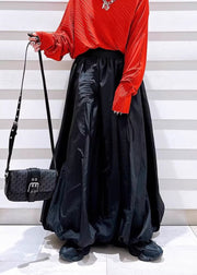 Handmade Black Cinched Cotton Lantern Skirts Summer