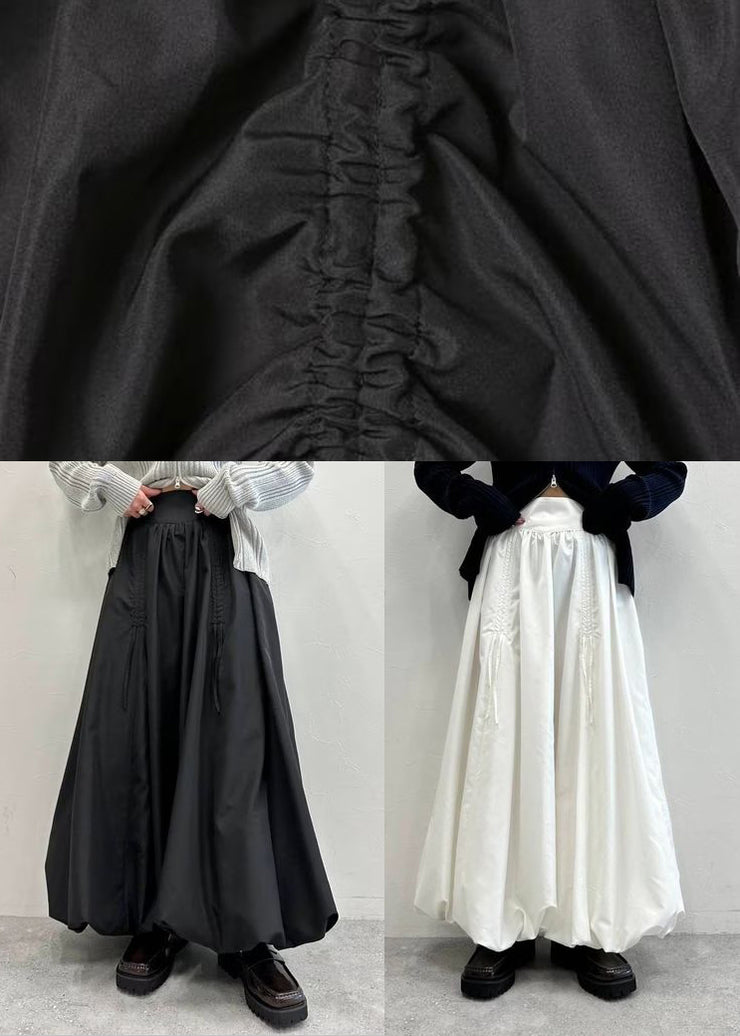 Handmade Black Cinched Cotton Lantern Skirts Summer