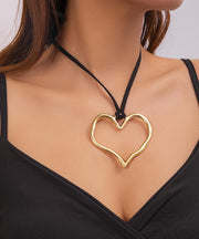 Handmade Black Cloth Alloy Love Pendant Necklace