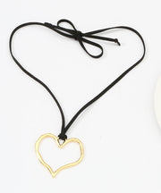 Handmade Black Cloth Alloy Love Pendant Necklace
