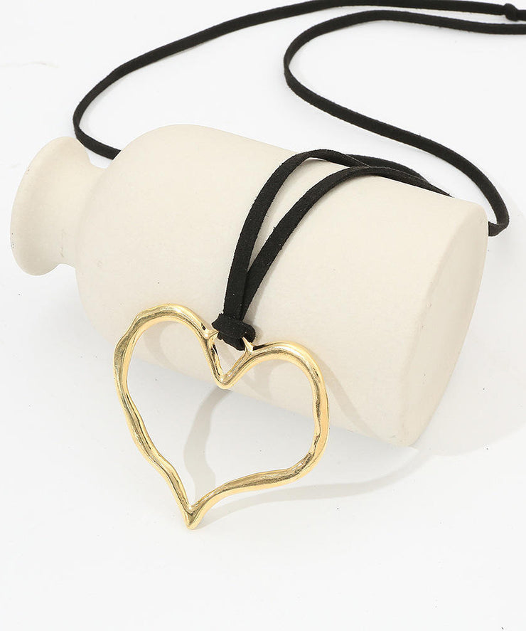 Handmade Black Cloth Alloy Love Pendant Necklace