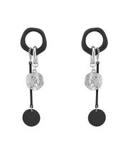 Handmade Black Copper Disc Tassel Drop Earrings