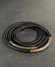 Handmade Black Ebony Wood Layered Chain Bracelet
