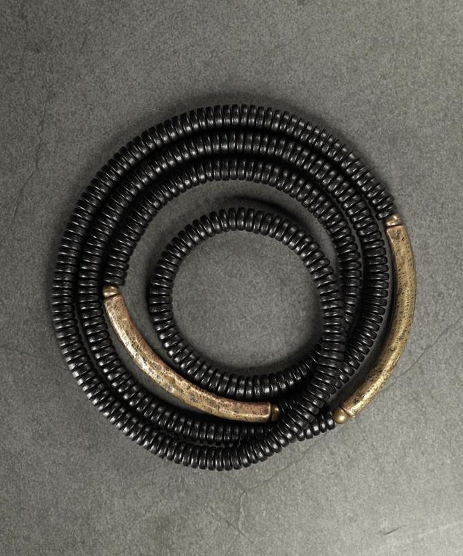 Handmade Black Ebony Wood Layered Chain Bracelet