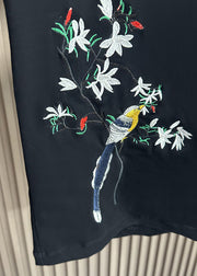 Handmade Black Embroideried Solid Cotton Polo Shirts Men Summer
