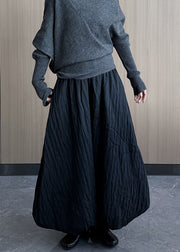 Handmade Black Exra Large Hem Fine Cotton Filled Skirts Winter