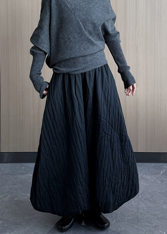 Handmade Black Exra Large Hem Fine Cotton Filled Skirts Winter