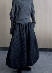 Handmade Black Exra Large Hem Fine Cotton Filled Skirts Winter