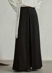 Handmade Black High Waist Pockets Draping Pants Skirt