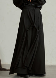 Handmade Black High Waist Pockets Draping Pants Skirt