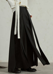 Handmade Black High Waist Pockets Draping Pants Skirt