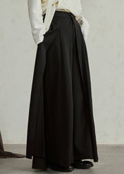 Handmade Black High Waist Pockets Draping Pants Skirt