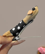 Handmade Blue Cloth Dot Dachshund Hairpin