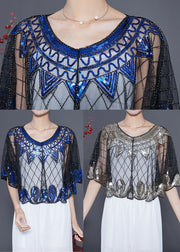 Handmade Blue Sequins Oversized Tulle Smock Summer