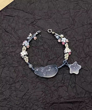 Handmade Blue Weave Osmanthus Star Light Cats Charm Bracelet