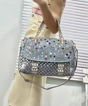 Handmade Blue Zircon Chic Denim Tote Handbag
