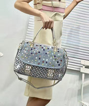 Handmade Blue Zircon Chic Denim Tote Handbag