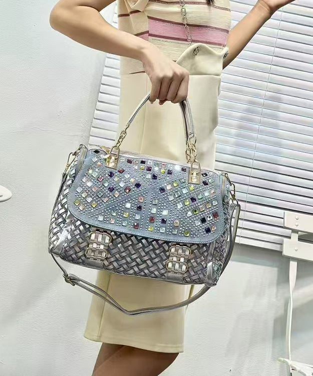 Handmade Blue Zircon Chic Denim Tote Handbag