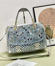 Handmade Blue Zircon Chic Denim Tote Handbag