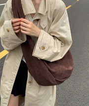 Handmade Brown Faux Suede Large Capacity CrossBody Bag