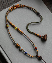 Handmade Brown Hand Woven Beading Pendant Necklace