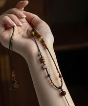 Handmade Brown Hand Woven Beading Pendant Necklace