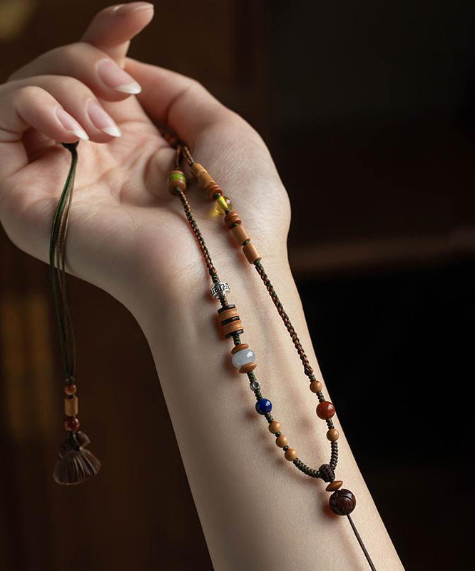 Handmade Brown Hand Woven Beading Pendant Necklace