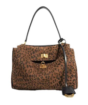 Handmade Brown Leopard Large Capacity Suede Shoulder Bags