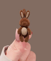 Handmade Brown Little Rabbit Alloy Flocking Hairpin