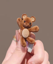 Handmade Brown Little Rabbit Alloy Flocking Hairpin