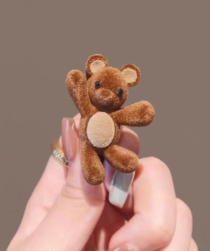 Handmade Brown Little Rabbit Alloy Flocking Hairpin