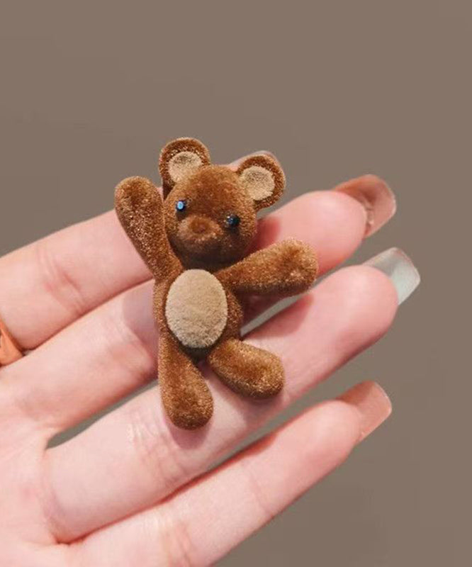 Handmade Brown Little Rabbit Alloy Flocking Hairpin