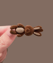 Handmade Brown Little Rabbit Alloy Flocking Hairpin