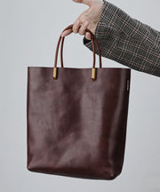 Handmade Chocolate Large Capacity Leather Tote Handbag