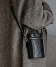 Handmade Coffee Solid Durable Calf Leather Phone Pouch