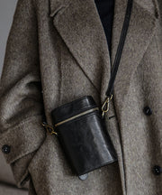 Handmade Coffee Solid Durable Calf Leather Phone Pouch