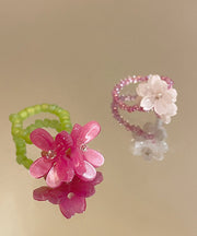 Handmade Colorblock Acrylic Floral Beads Rings Two-Piece Set