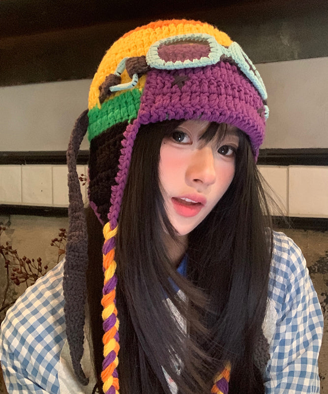 Handmade Colorblock Cute Knit Bonnie Hat