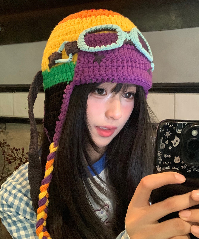 Handmade Colorblock Cute Knit Bonnie Hat