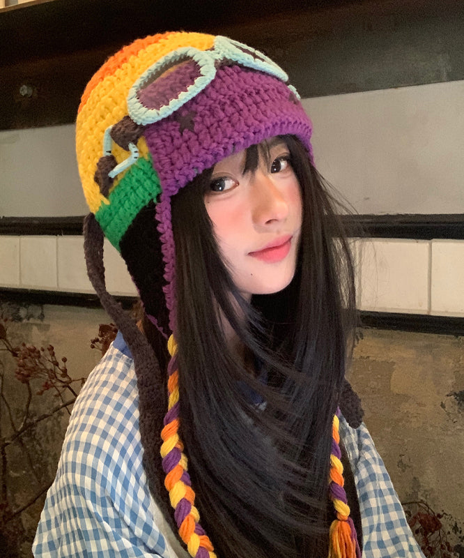 Handmade Colorblock Cute Knit Bonnie Hat