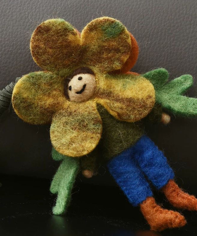 Handmade Dark Green Girls Sunflower Keychains