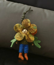 Handmade Dark Green Girls Sunflower Keychains