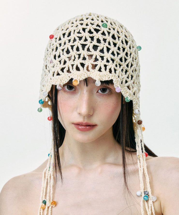 Handmade Ethnic Style Colorful Bead Tassel Hollow Boonie Hat
