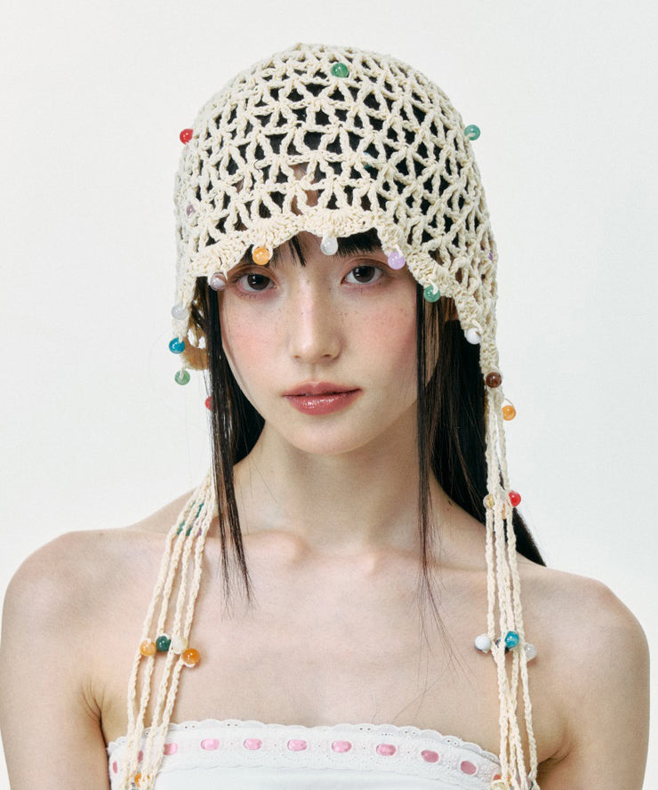 Handmade Ethnic Style Colorful Bead Tassel Hollow Boonie Hat