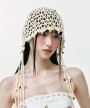 Handmade Ethnic Style Colorful Bead Tassel Hollow Boonie Hat