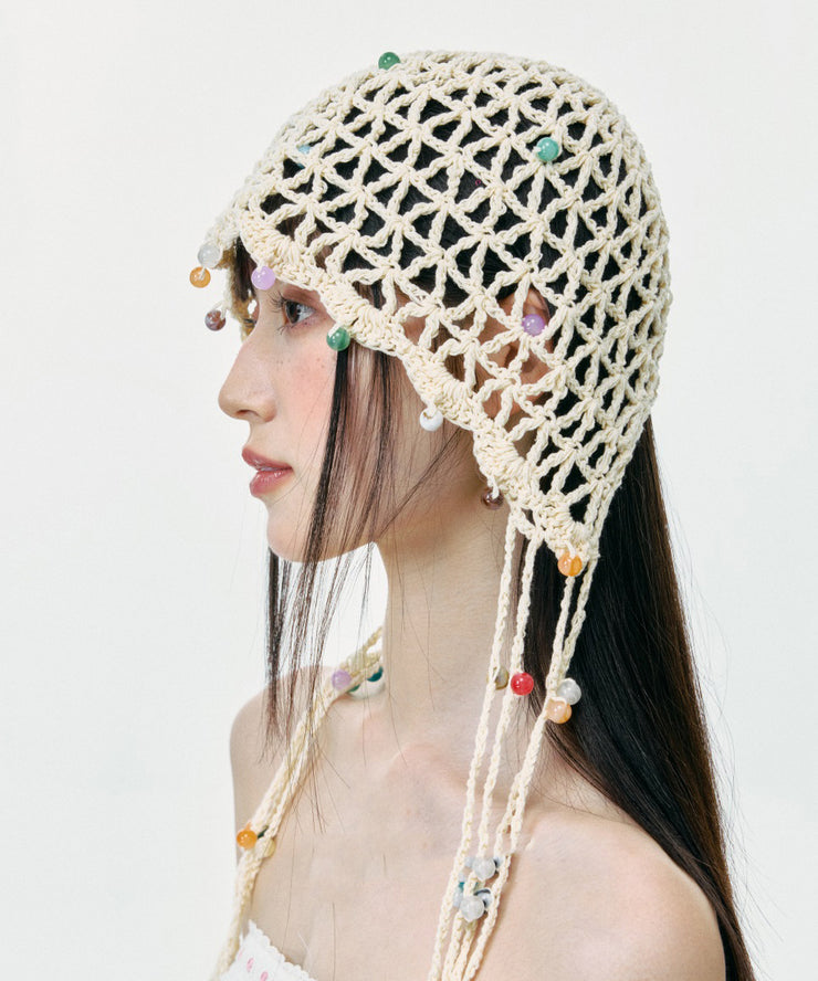 Handmade Ethnic Style Colorful Bead Tassel Hollow Boonie Hat
