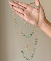 Handmade Green Copper Alloy Asymmetrical Turquoise Layered Tassel Lariat Necklace