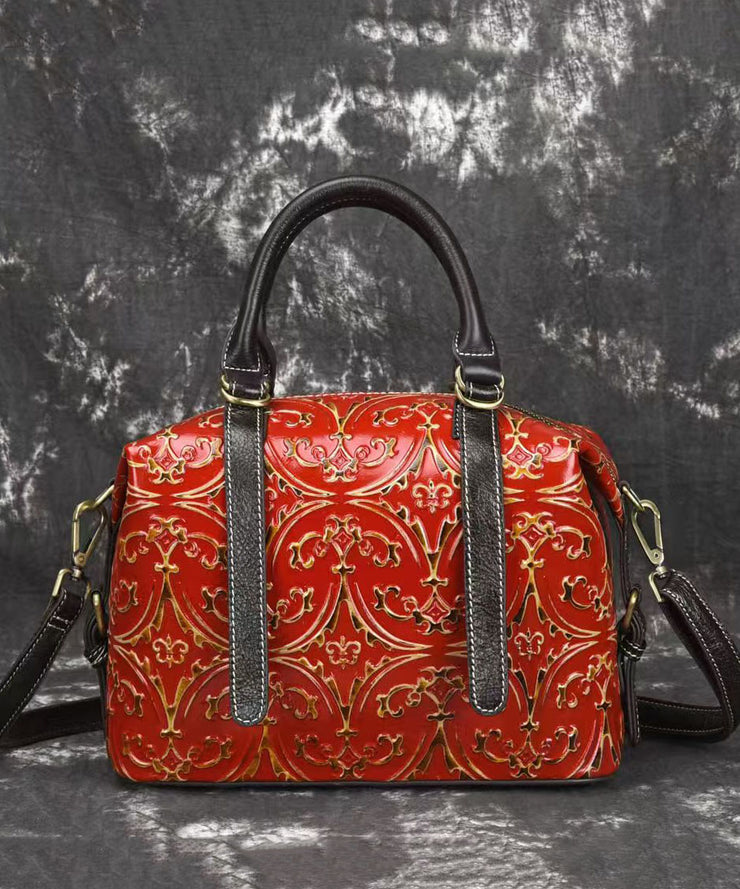 Handmade Green Embossed Calf Leather Tote Handbag