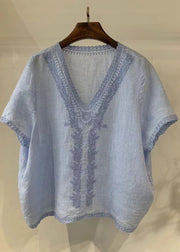 Handmade Grey Embroideried Plaid Linen Beach Vest Summer